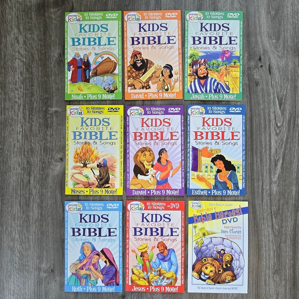 Wonder Kids Favorite Bible Stories Songs DVD Lot of 9 Noah Jesus Ruth Lucado